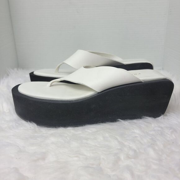 Frame Le Ocean Womens Sandals Size 7 Modern Chunky Wedge Platform Thong Shoes - Picture 3 of 10